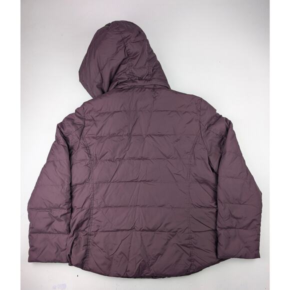 Eileen Fisher Women's Size Large Hooded Down Puffer Jacket Plum - Picture 9 of 12